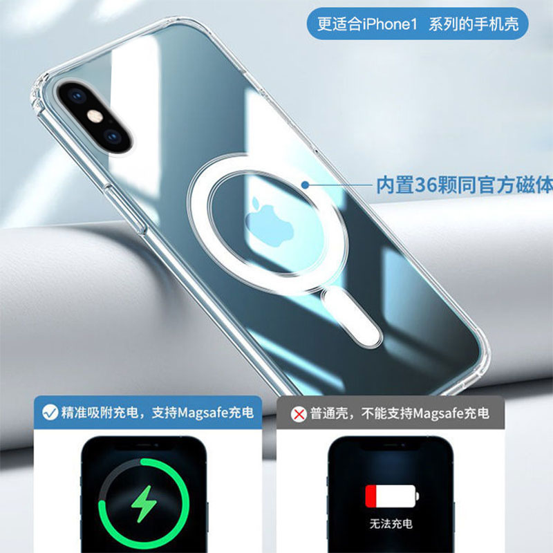 适用iPhonexs手机壳苹果8plus官方magsafe磁吸透明套新款硬XR潮防摔男xsmax全包i7超薄7plus女镜头se2配件iX-图1