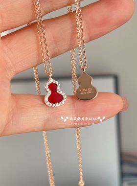 通体925银镀厚玫瑰金新年红玉髓葫芦项链choker幸运锁骨链轻奢