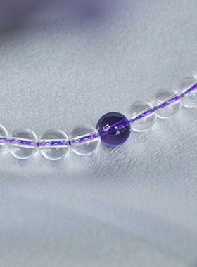 天然白水晶紫水晶念珠