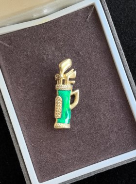 中古素金珐琅高尔夫胸针趣味胸针中古Vintage
