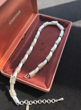 素银扭纹项链中古Vintage