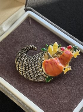 中古vintage复古彩色珐琅水果胸针孤品