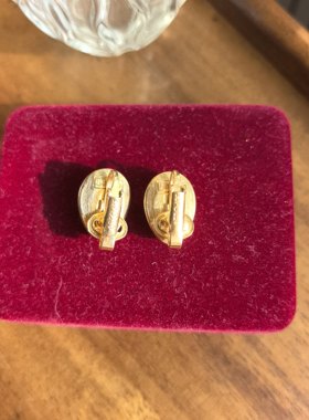 Avon 红色琉璃素金耳夹通勤精致风几何耳夹中古Vintage