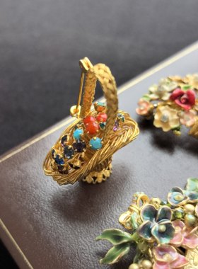 中古vintage复古宫廷风绕丝胸针女小众设计感胸花别针配饰