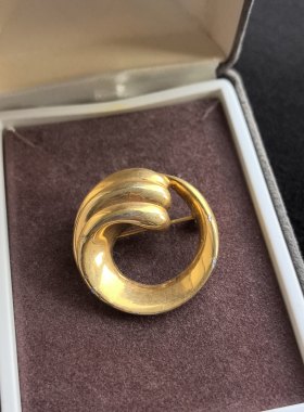 中古素金OL精致几何胸针线条胸针复古宫廷风胸针女