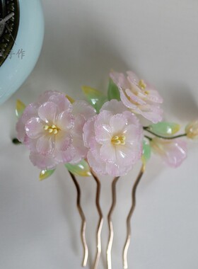 发钗热缩片古风桔梗花头饰