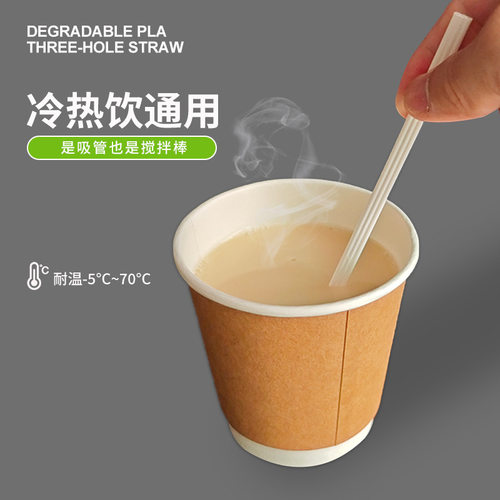 加厚PLA环保可降解霸王茶饮三品吸管三孔咖啡搅拌热饮细吸管尖口 - 图2