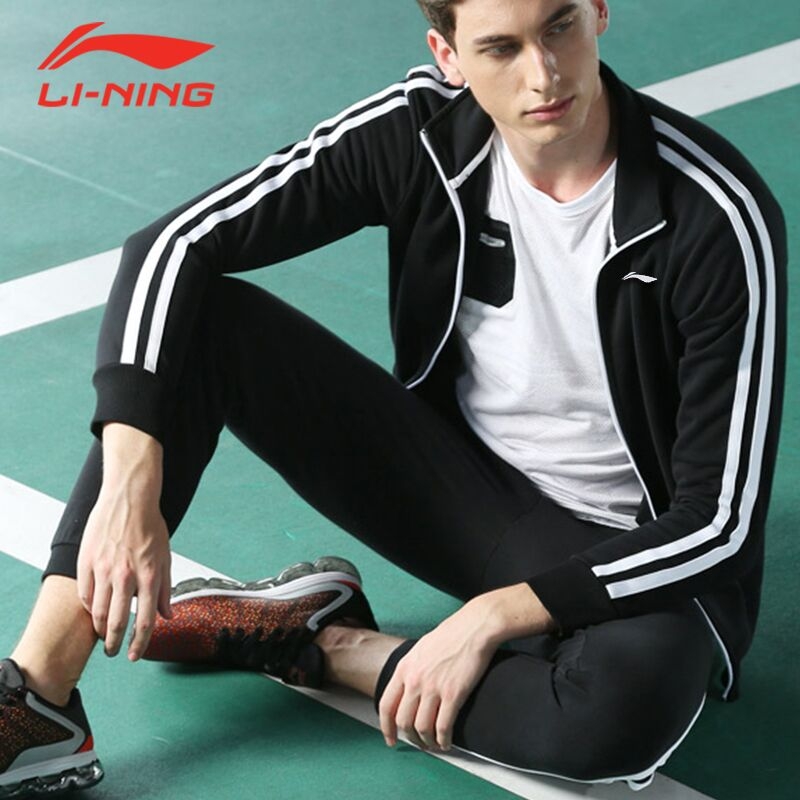 Li Ning Sportswear Set Men's New Spring 2020 Standing Collar Cotton Sportswear Long sleeved Pants Casual Wear Sweater