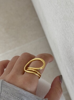 新多层条纹戒指女简约ins时尚气质简约百搭欧美风跨境指戒食指戒