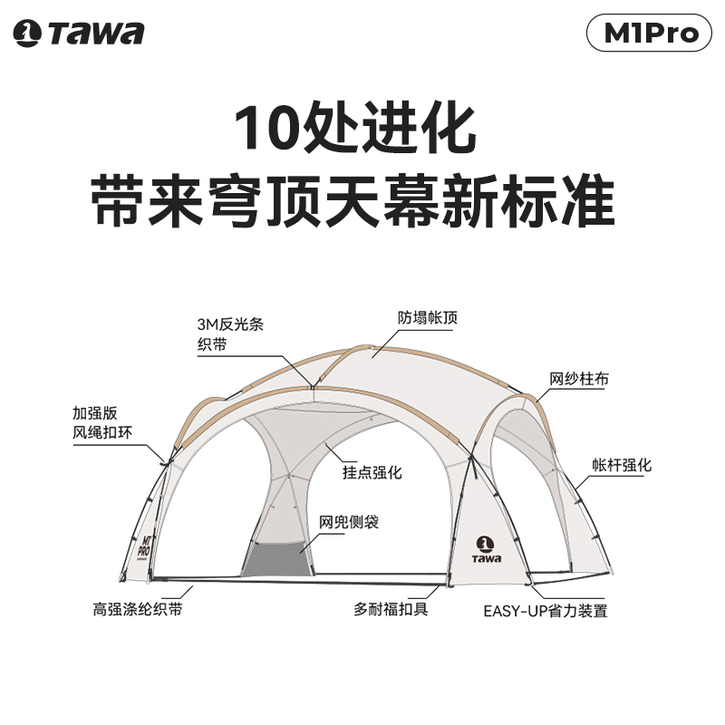 Tawa蒙古包穹顶天幕帐篷防晒防风户外露营装备凉亭防雨超大遮阳棚