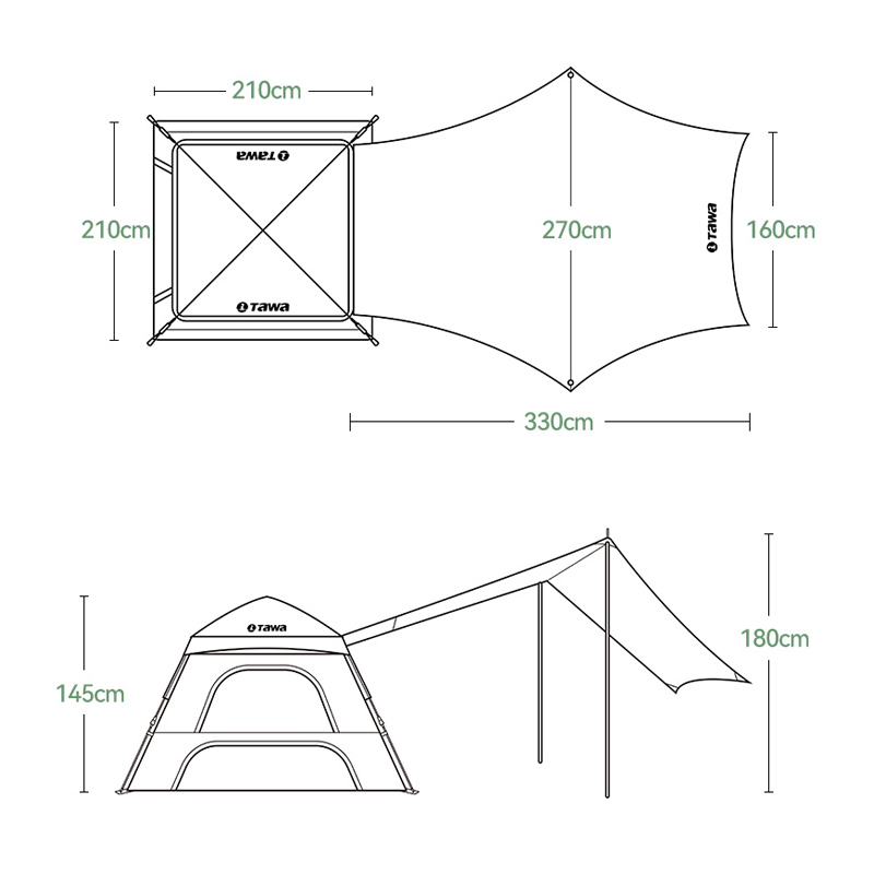 Tawa    T1单独【顶盖+天幕】通用  二合一  户外按压帐篷配件 - 图1
