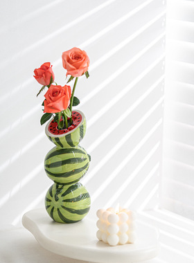 德化陶瓷批发创意水果陶瓷花瓶家居插花器桌面装饰摆件一件代发