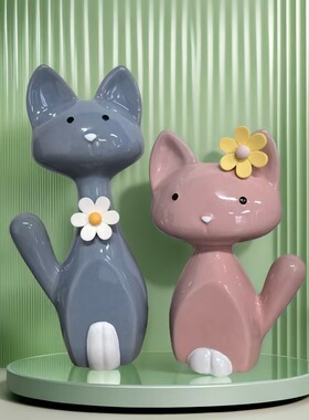 陶瓷摆件 中欧式创意家居电视柜摆设品 陶瓷软装动物工艺品存钱罐