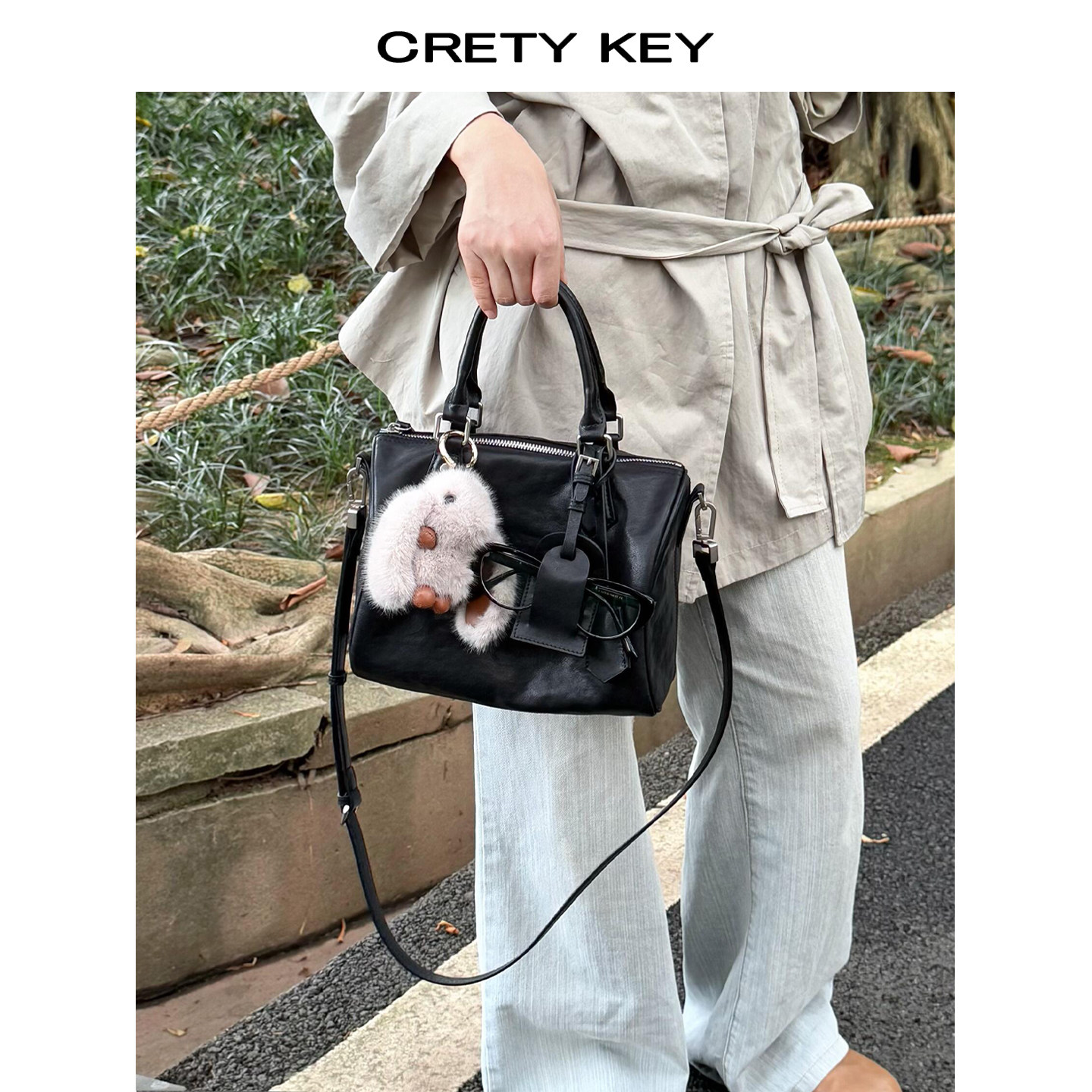 头层水晶植鞣牛皮波士顿手提包女2026新款大容量百搭单肩斜跨包包,淘宝优惠券,粉丝福利购,淘宝优惠卷