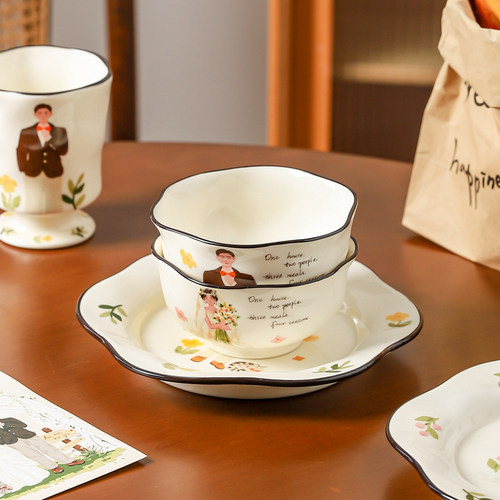 川岛屋情侣餐具结婚订婚新婚礼物送新娘闺蜜新人高级实用碗碟套装 - 图1