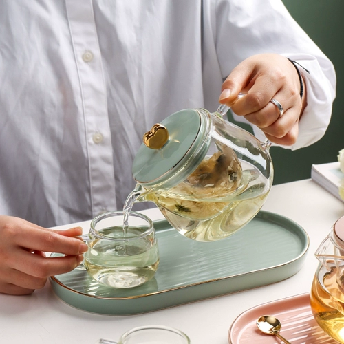 Стеклянный заварочный чайник, милый фруктовый чай в форме цветка, чайный сервиз, комплект