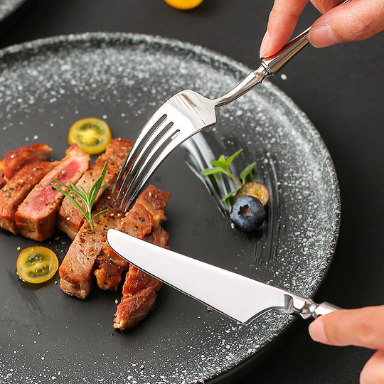 Kawashimaya high-value steak knife, fork spoon three-piece set