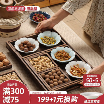 Kawashima Uk Uk Chinese Wooden Pallet Surround Stove Cooking tea Dot heartaches Lower afternoon Tea spot Dish Cake Snack Fruit Dried Fruit Pan