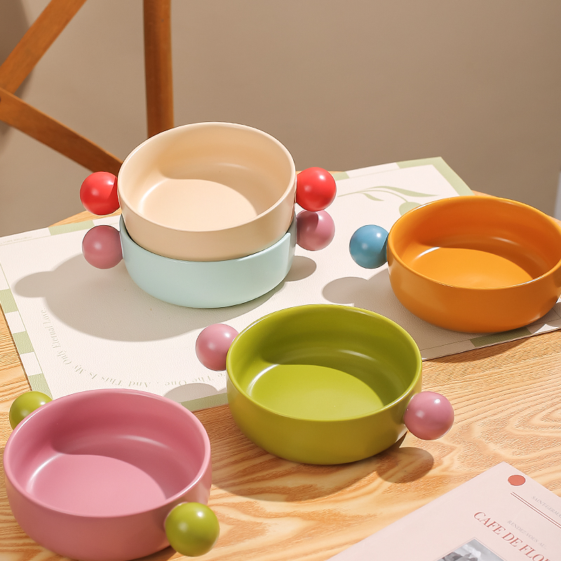 川岛屋陶瓷双耳碗家用特别好看的饭碗烤碗泡面餐具水果沙拉酸奶碗 - 图0