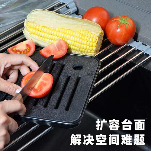 洗菜盆沥水篮硅胶沥水垫沥水帘卷帘水槽沥水架可折叠滤水厨房洗碗 - 图0