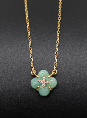 s925纯银菱格纹双环圆圈项链法式精致圆珠流苏时尚辣妹几何锁骨链