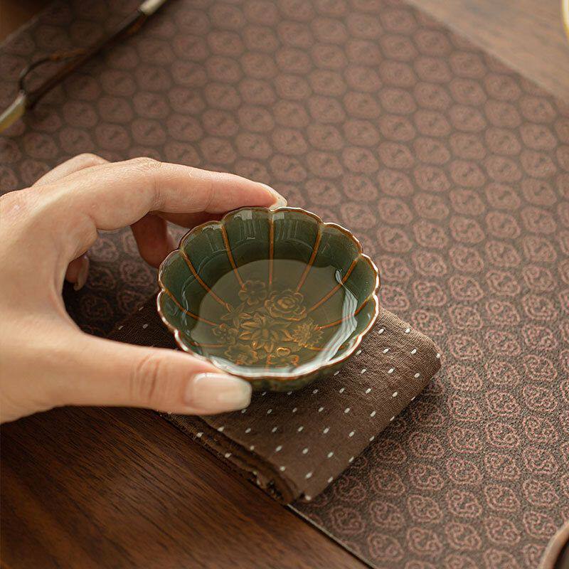 Imitation Song Dynasty Celadon Ge Kiln Wanhua Tea Cup Master Cup Tea Cup Guest Cup Xiaokui Mouth Cup Ceramic Tea Set Kung Fu Tea Cup