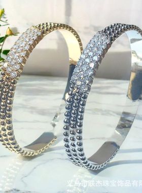 HTZS跨境新珠子镶钻手镯女s925纯银18K玫瑰金轻奢小众高级感手环