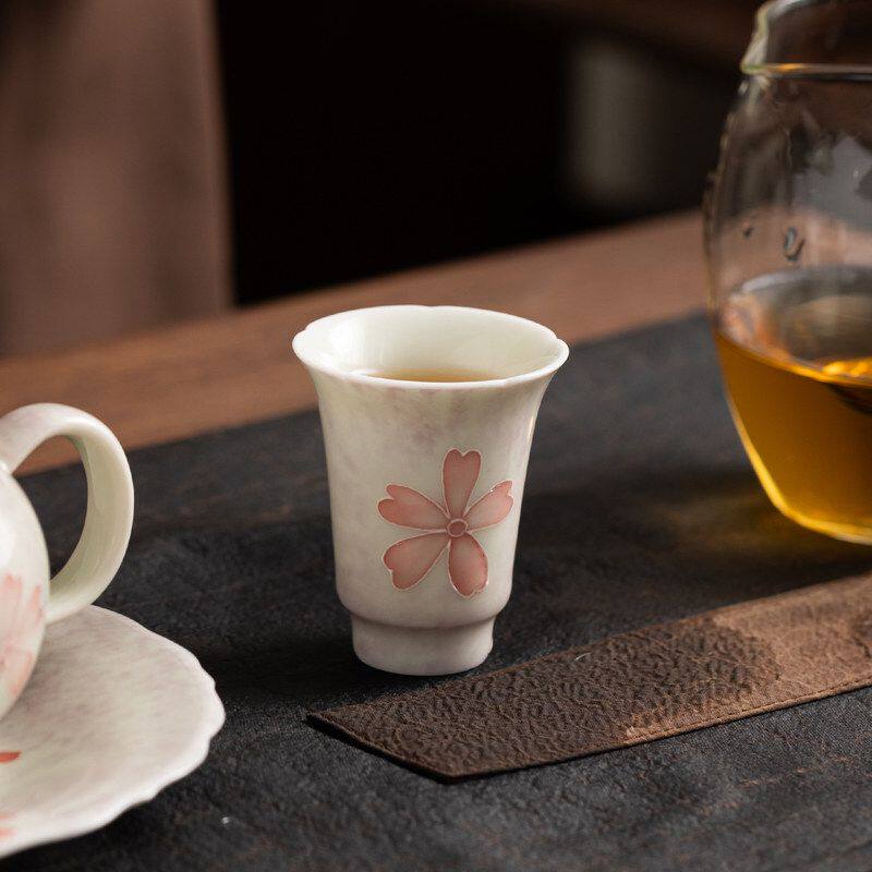 Zhuhe Pavilion hand-painted cherry blossom ceramic Kung Fu tea cup