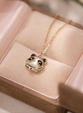 luckyrose纯银项链女熊猫锁骨链