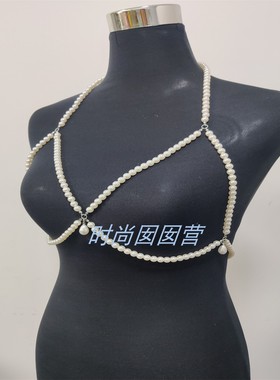 原创设计手工仿珍珠胸链百搭性感珍珠水滴项链bikini珍珠饰品