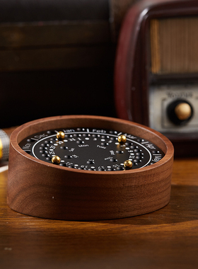 日晷星辰万年历实木家居桌面摆件