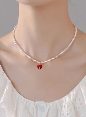 施家强光珍珠母贝项链桃心宴会