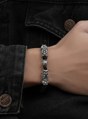 999银足银招财貔貅纯银编织手绳