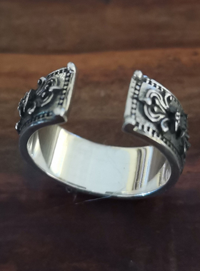 925银戒指女复古纯银藏银六字真言藏戒指环 男单身戒女款情侣尾戒