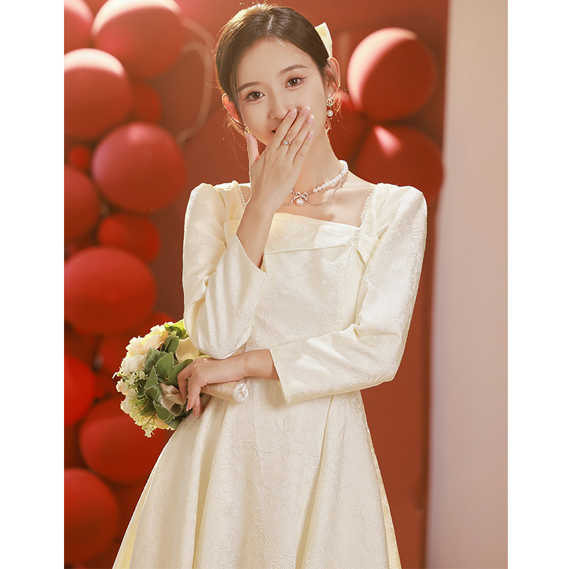 白色晚礼服领证登记生日订婚女婚纱 都姿礼服/晚装