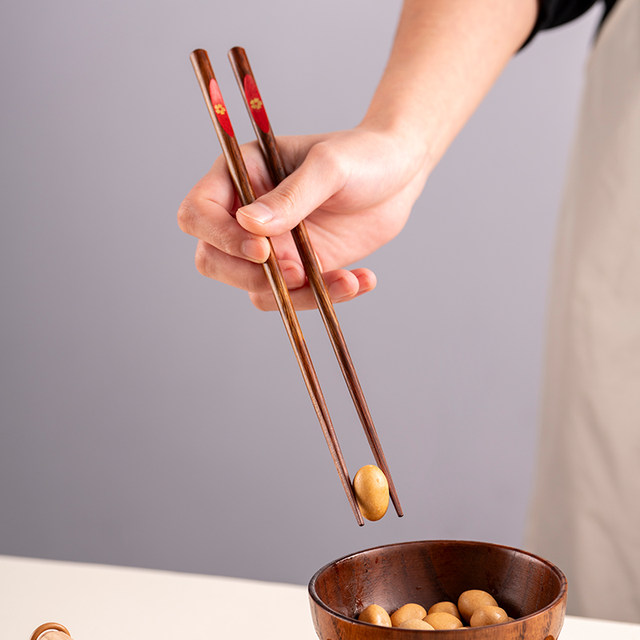 Onlycook household cherry blossom chicken wenge wooden chopsticks