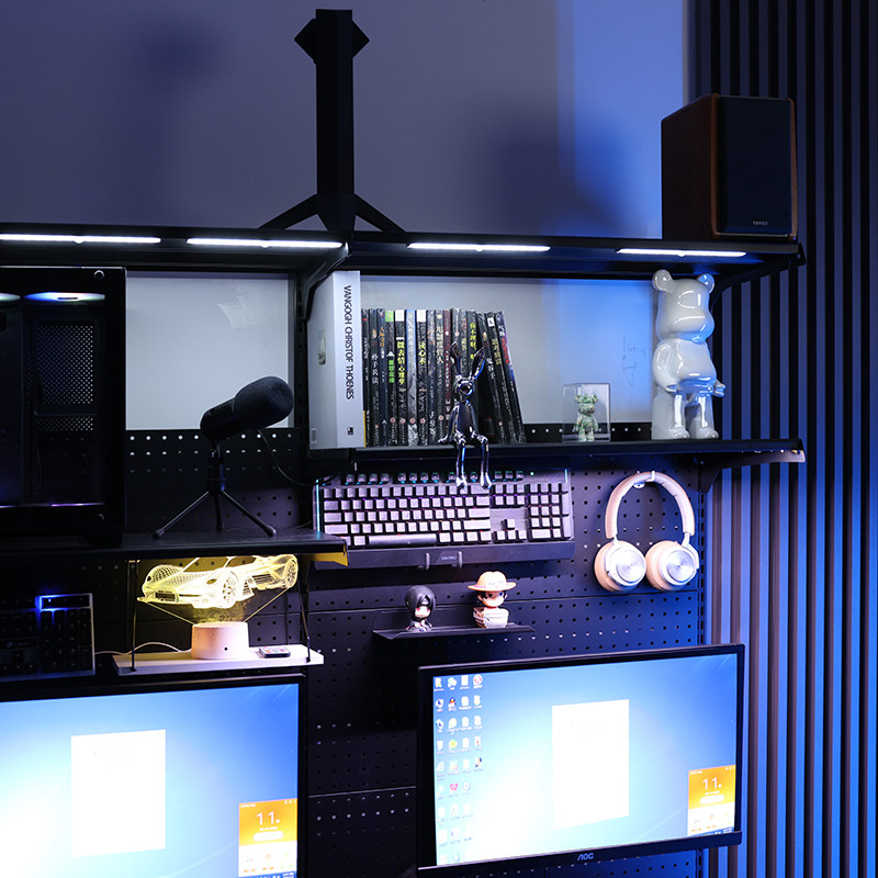 Simple hardware desk bookshelf combination beautiful girl