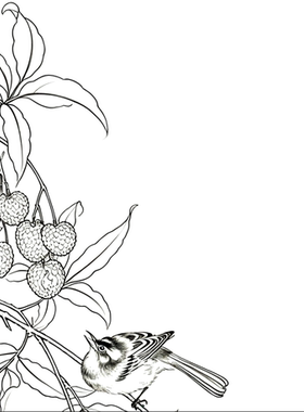 工笔画底稿工笔花鸟宋徽宗 荔枝图轴 竖幅白描232#打印稿宣纸稿