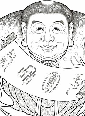 工笔画底稿清冷枚 一团和气图参考白描85#打印稿学习临摹