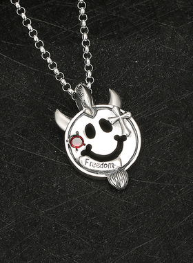 原创设计风恶魔挂牌银饰品吊坠