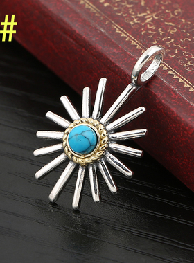 s925纯银首饰品海胆花印记镶松石