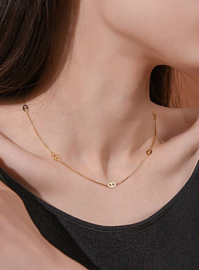 欧美金属小猪鼻子项链女轻奢