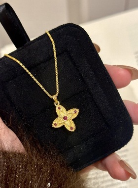 轻奢高颜值红心双面四叶草项链