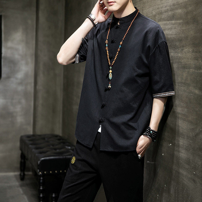 传统民族男装云南穿搭衬衣中国风盘扣唐装傣族短袖衬衫傣装上衣服,淘宝优惠券,粉丝福利购,淘宝优惠卷