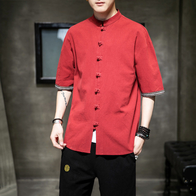 传统民族男装云南穿搭衬衣中国风盘扣唐装傣族短袖衬衫傣装上衣服,淘宝优惠券,粉丝福利购,淘宝优惠卷