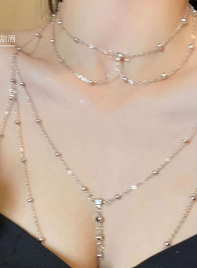 闪钻颈链胸链饰品身体链