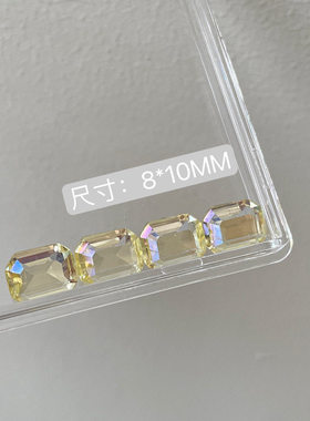 XIAOANAIL粉色幻彩透底美甲钻品质浅黄水晶玻璃混装指甲DIY饰品