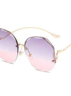 2022 Luxury Round Gradient Sunglasses Women Metal Curved Tem