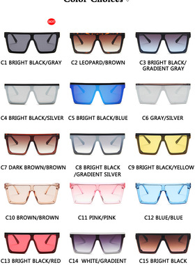 2022 Oversized Sunglasses Women Big Frame Square Flat Top Ri