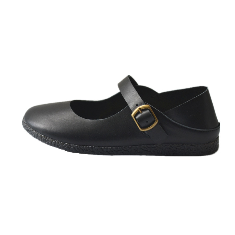 真皮复古文艺女森系日式风软底奶奶鞋一脚蹬大头外贸原单鞋玛丽珍 - 图3